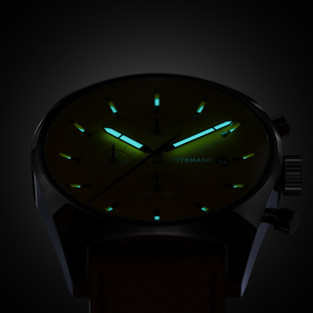 D10 CHRONOGRAPH GIALLO - Leather Brown Venere - Detomaso Watches