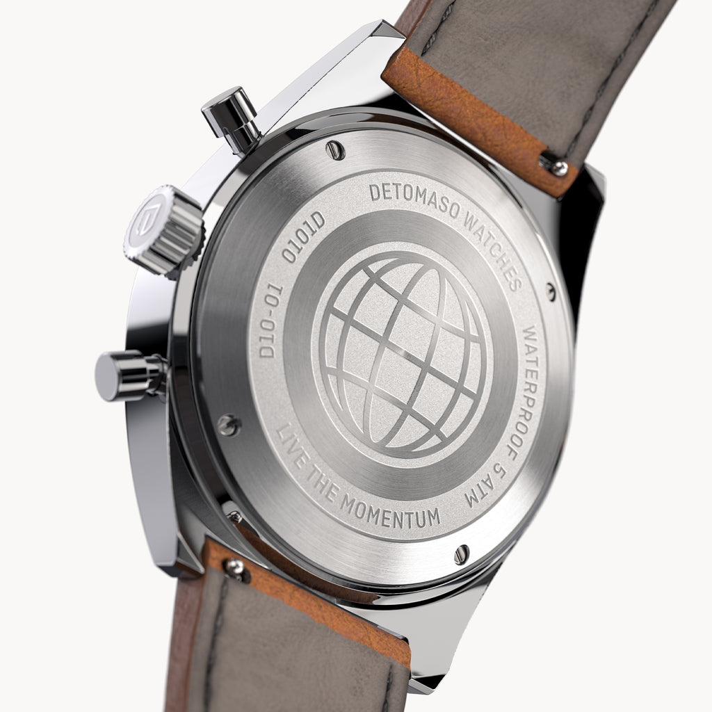 D10 CHRONOGRAPH GIALLO - Leather Brown Venere - Detomaso Watches