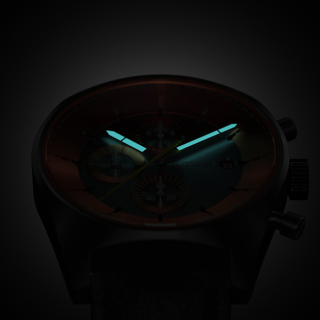 D10 CHRONOGRAPH OLIVE ORANGE - Leather Brown Venere - Detomaso Watches
