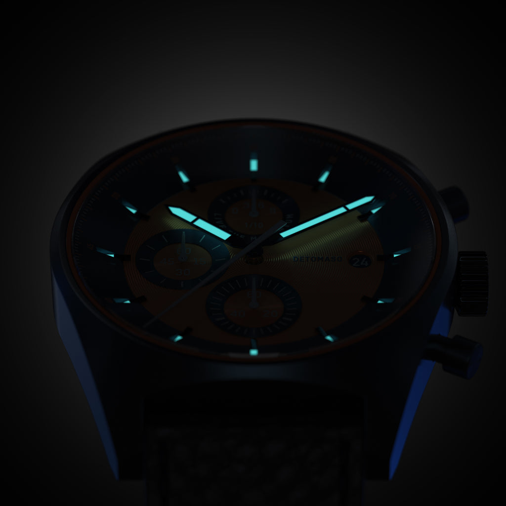 D10 CHRONOGRAPH BLUE ORANGE - Mesh Dark blue Brushed - Detomaso Watches