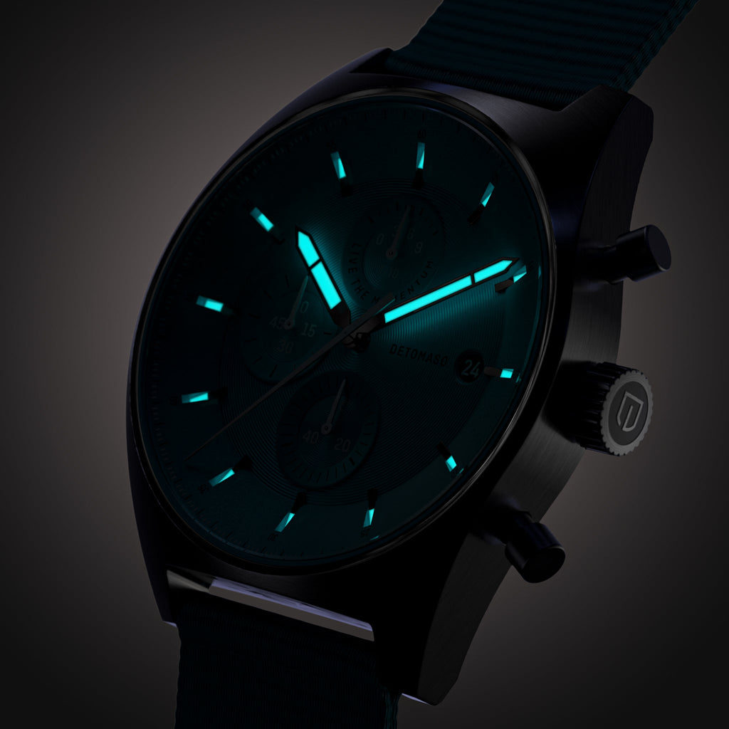 D10 CHRONO MINTY BLUE - Ocean Plastic Turquoise Woven - Detomaso Watches