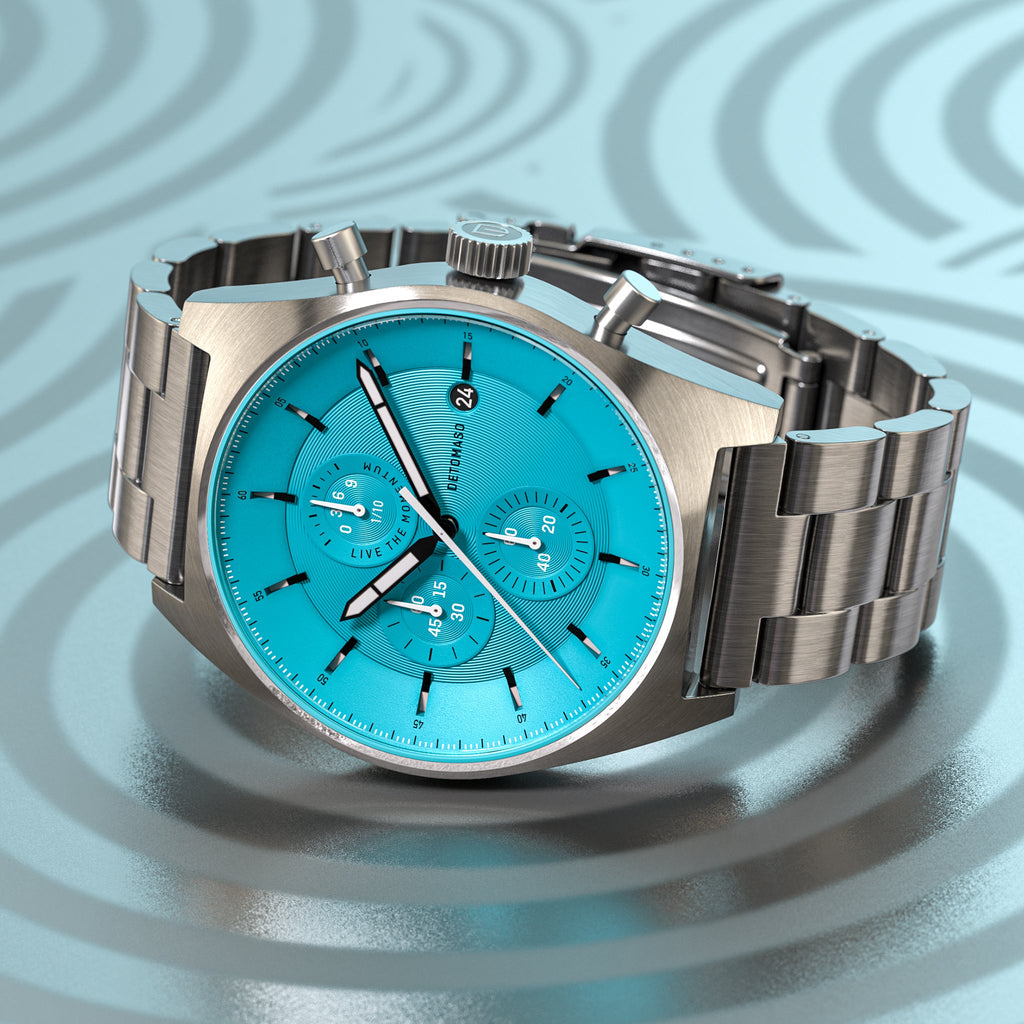 D10 CHRONO MINTY BLUE - Stainless steel Silver Brushed - Detomaso Watches