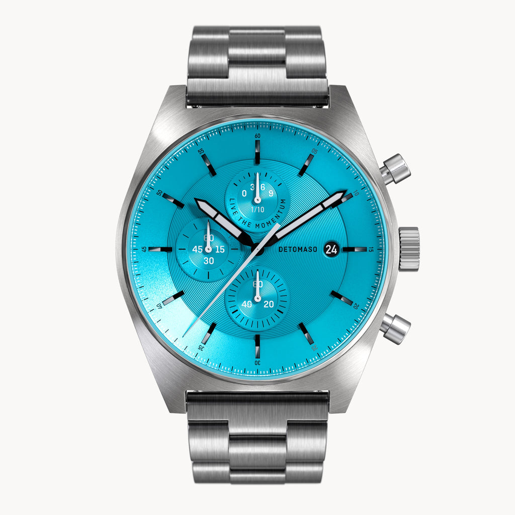 D10 CHRONO MINTY BLUE - Stainless steel Silver Brushed - Detomaso Watches