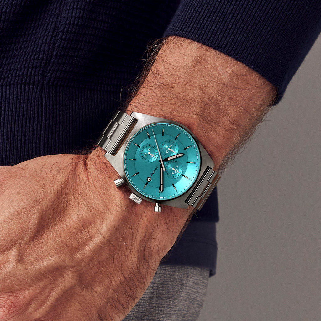 D10 CHRONO MINTY BLUE - Stainless steel Silver Brushed - Detomaso Watches