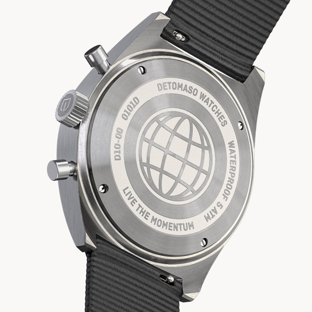 D10 CHRONO MINTY BLUE - Ocean Plastic Black Woven - Detomaso Watches