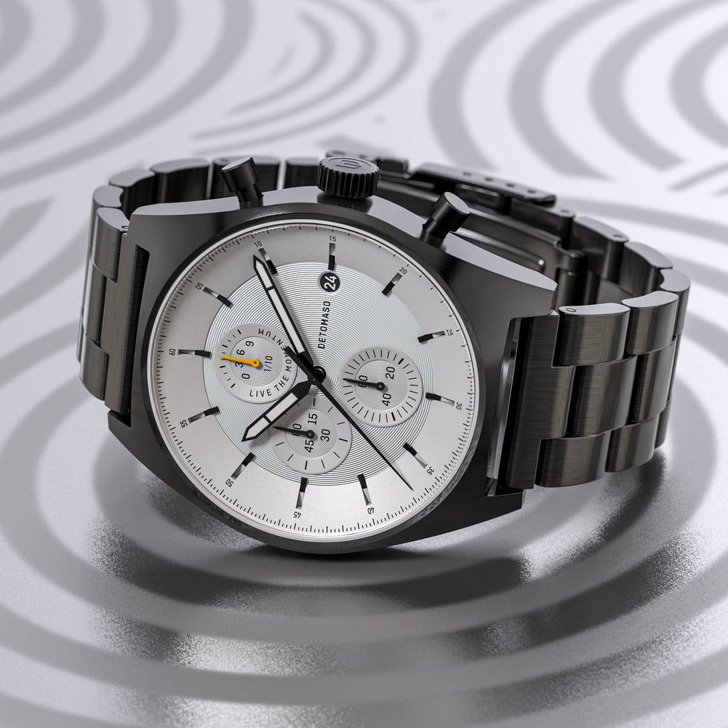 D10 CHRONO BLACK WHITE - Stainless steel Black Brushed - Detomaso Watches