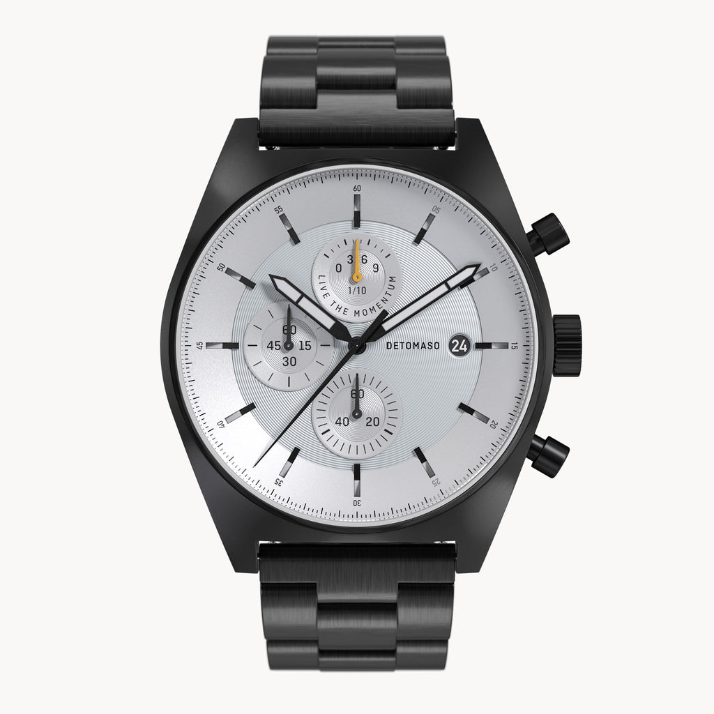 D10 CHRONO BLACK WHITE - Stainless steel Black Brushed - Detomaso Watches