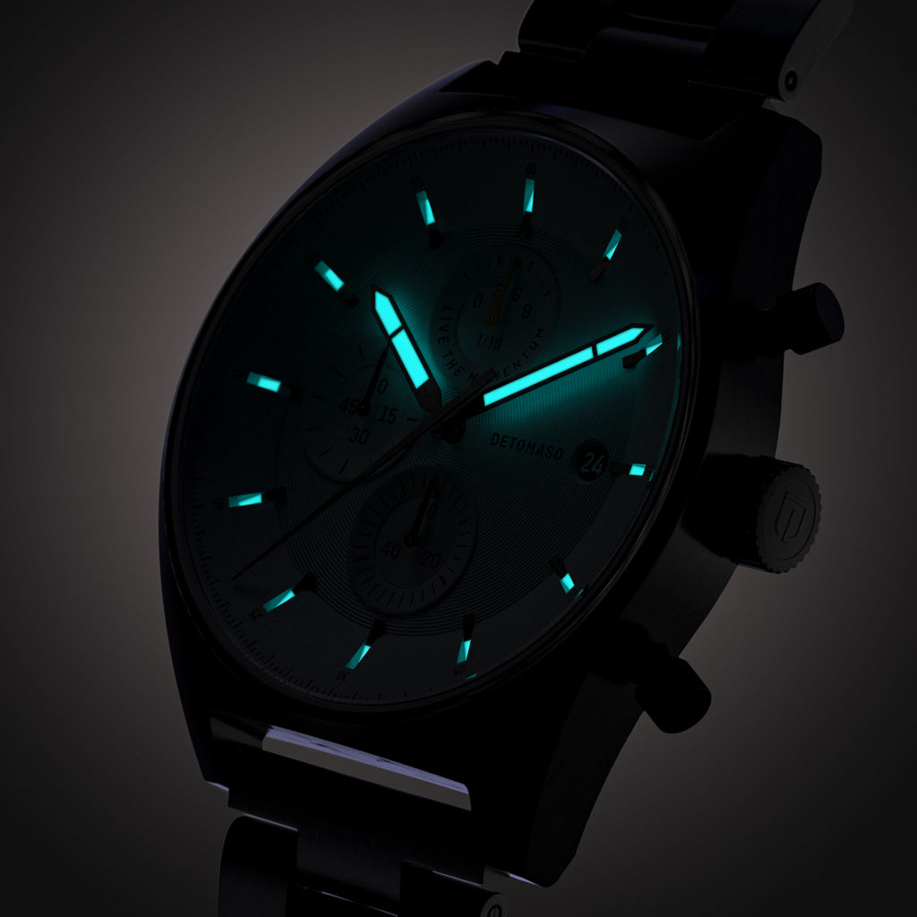 D10 CHRONO BLACK WHITE - Stainless steel Black Brushed - Detomaso Watches