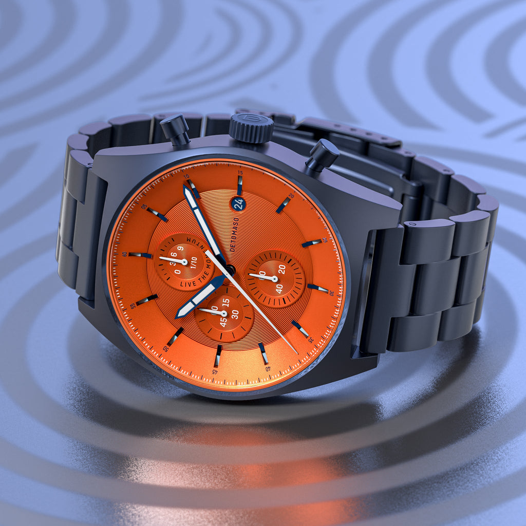 D10 CHRONO BLUE BOLD ORANGE - Stainless steel Blue Matte - Detomaso Watches