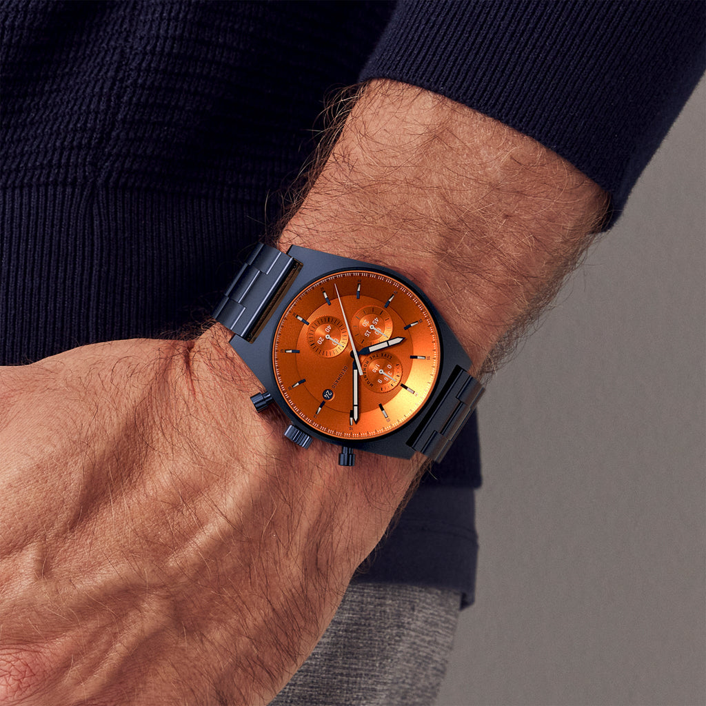D10 CHRONO BLUE BOLD ORANGE - Stainless steel Blue Matte - Detomaso Watches