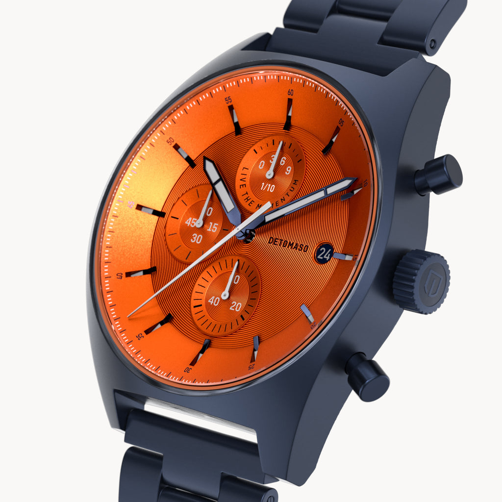 D10 CHRONO BLUE BOLD ORANGE - Stainless steel Blue Matte - Detomaso Watches