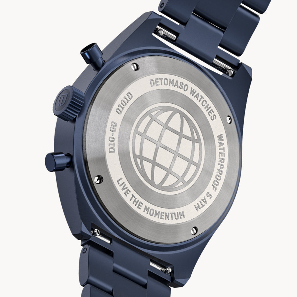 D10 CHRONO BLUE BOLD ORANGE - Stainless steel Blue Matte - Detomaso Watches