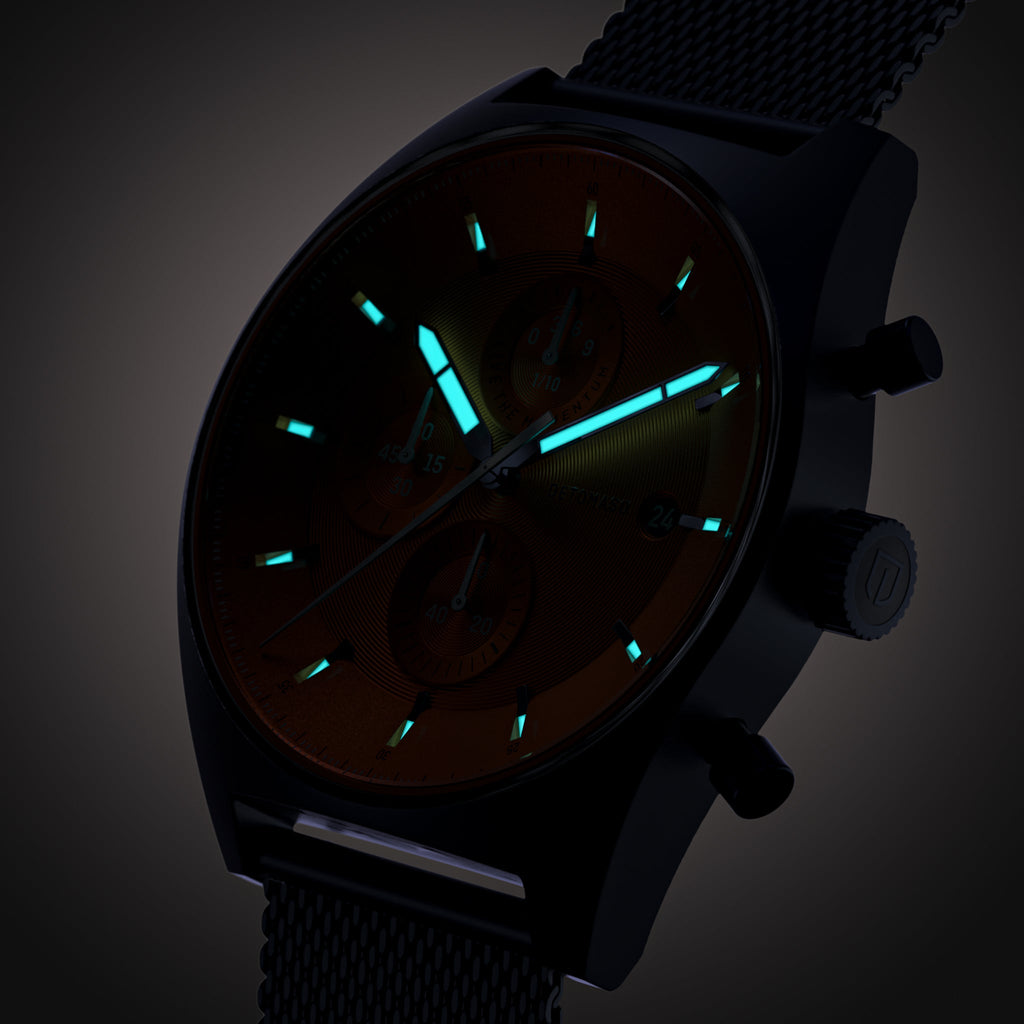 D10 CHRONO BLUE BOLD ORANGE - Mesh Blue Matte - Detomaso Watches