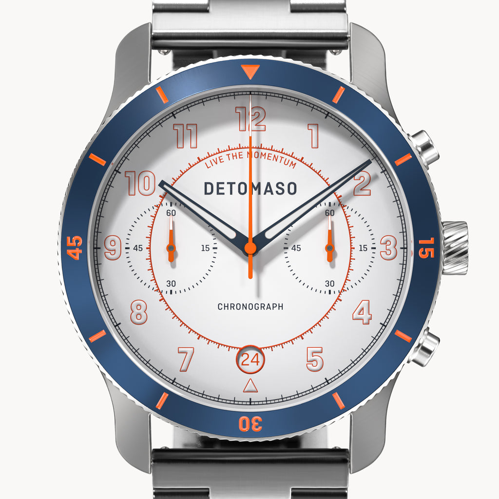 VENTURE CHRONOGRAPH LIMITED EDITION WHITE BLUE - Stainless steel Silver Brushed - Detomaso Watches