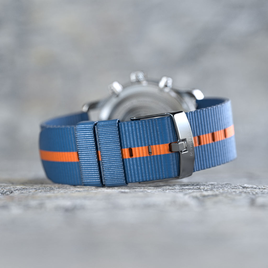 VENTURE CHRONOGRAPH LIMITED EDITION WHITE BLUE - Ocean Plastic Blue Orange Woven - Detomaso Watches