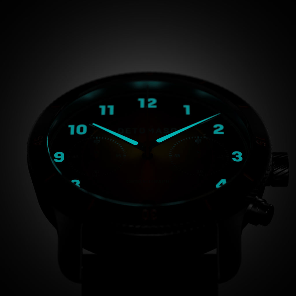 VENTURE CHRONOGRAPH LIMITED EDITION BLACK ORANGE - Leather Black Racing - Detomaso Watches