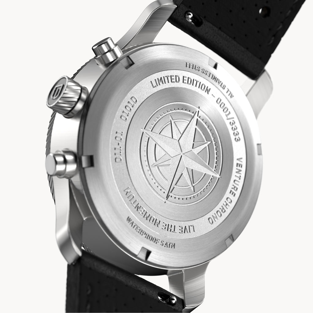 VENTURE CHRONOGRAPH LIMITED EDITION BLACK ORANGE - Leather Black Racing - Detomaso Watches
