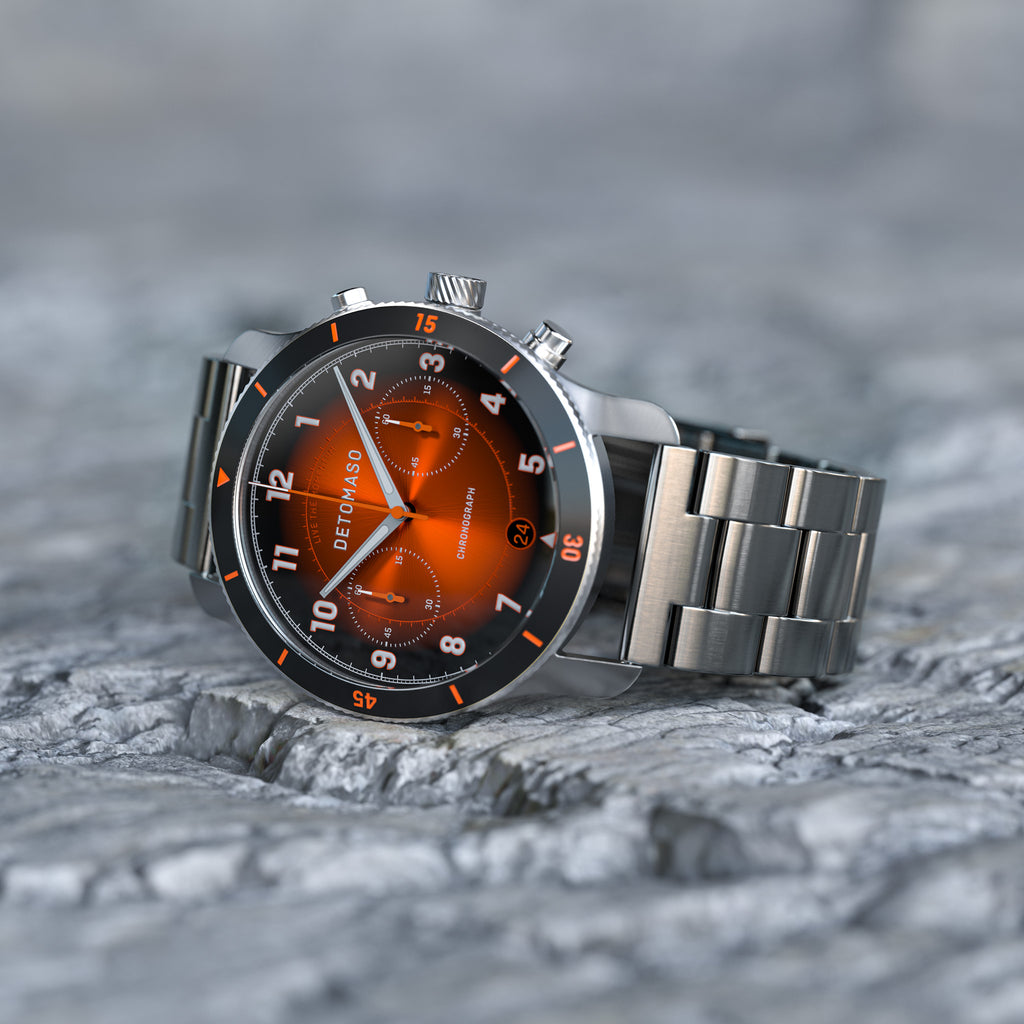 VENTURE CHRONOGRAPH LIMITED EDITION BLACK ORANGE - Stainless steel Silver Brushed - Detomaso Watches
