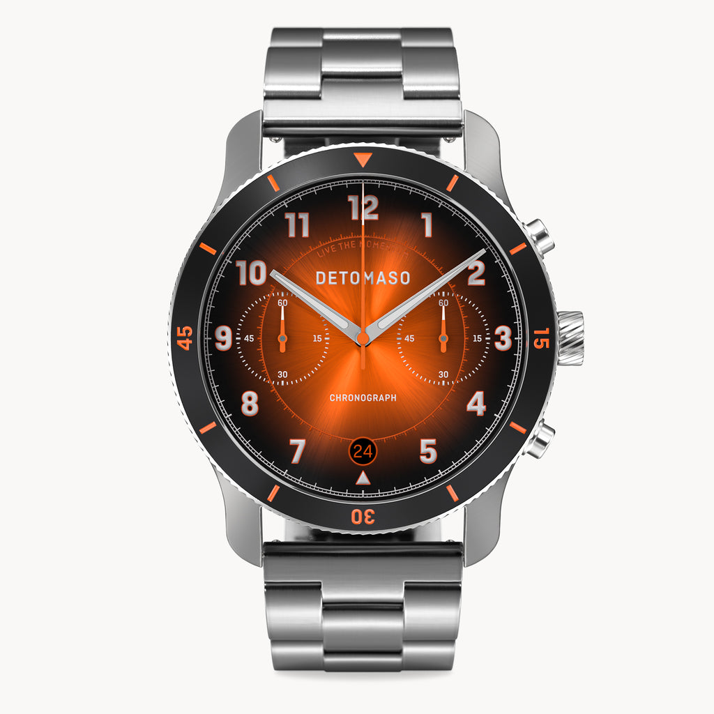 VENTURE CHRONOGRAPH LIMITED EDITION BLACK ORANGE - Stainless steel Silver Brushed - Detomaso Watches