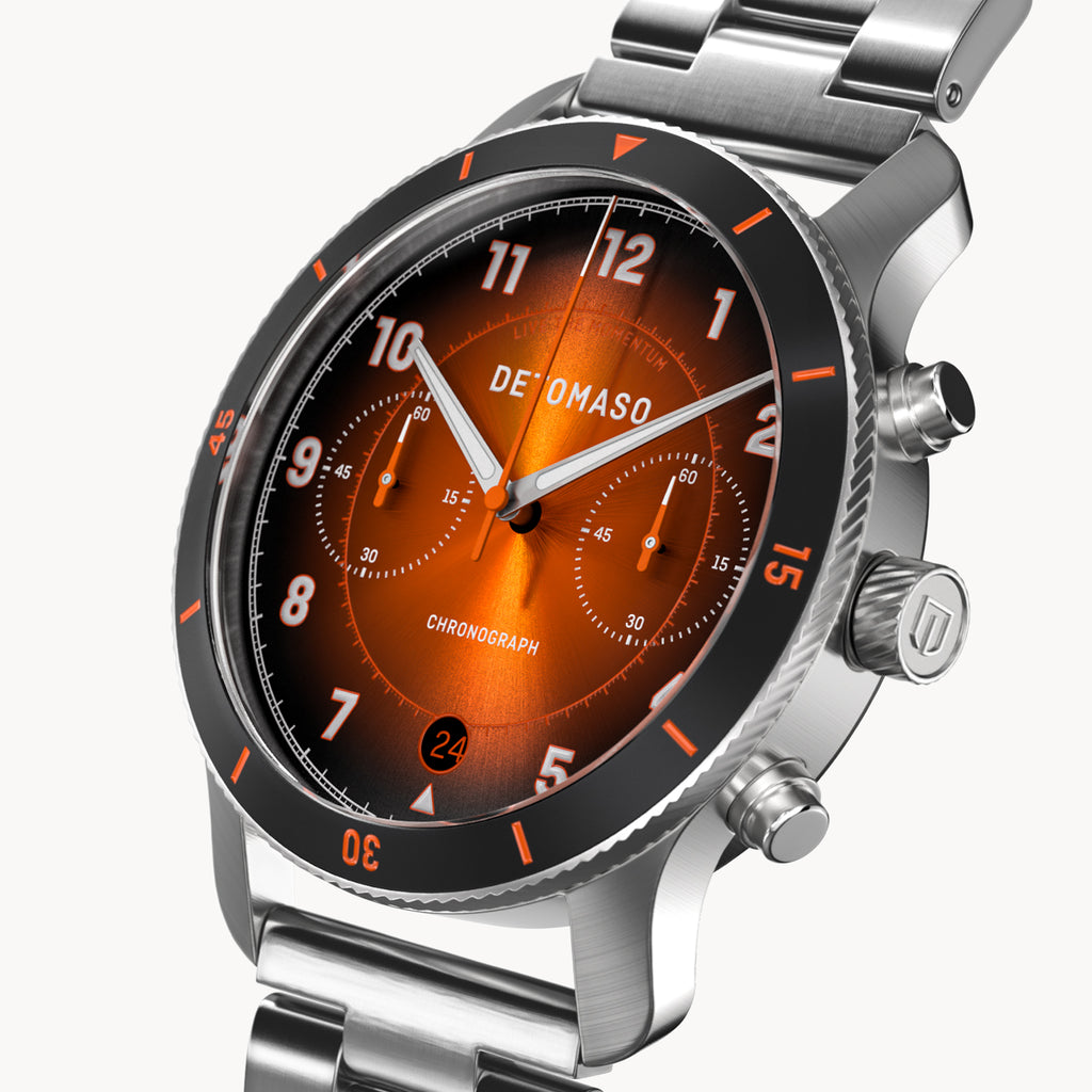VENTURE CHRONOGRAPH LIMITED EDITION BLACK ORANGE - Stainless steel Silver Brushed - Detomaso Watches