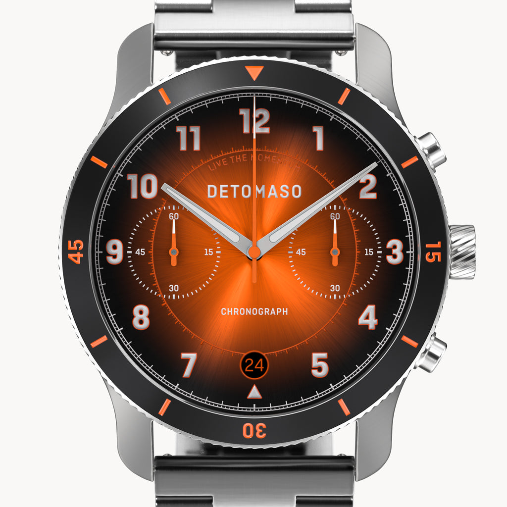 VENTURE CHRONOGRAPH LIMITED EDITION BLACK ORANGE - Stainless steel Silver Brushed - Detomaso Watches