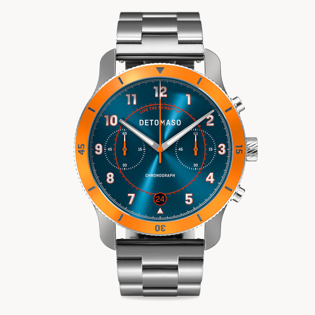 VENTURE CHRONOGRAPH LIMITED EDITION BLUE ORANGE - Stainless steel Silver Brushed - Detomaso Watches
