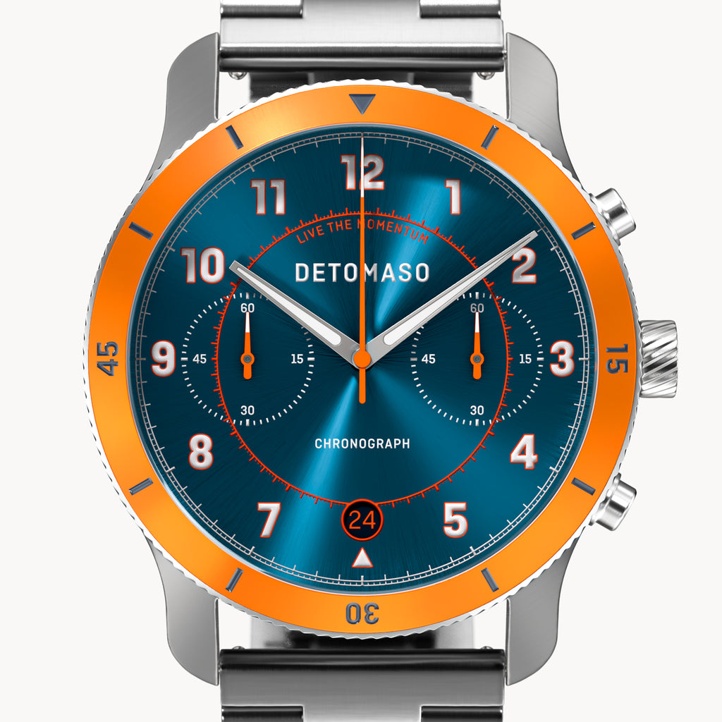 VENTURE CHRONOGRAPH LIMITED EDITION BLUE ORANGE - Stainless steel Silver Brushed - Detomaso Watches