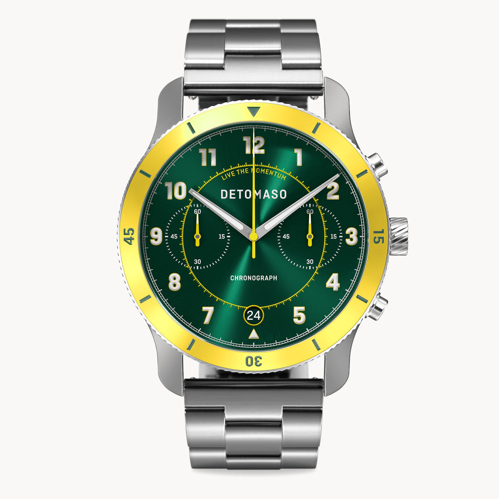 VENTURE CHRONOGRAPH LIMITED EDITION GREEN YELLOW - Stainless Steel Silver Brushed - Detomaso Watches