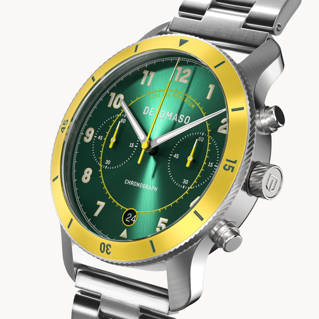 VENTURE CHRONOGRAPH LIMITED EDITION GREEN YELLOW - Stainless Steel Silver Brushed - Detomaso Watches
