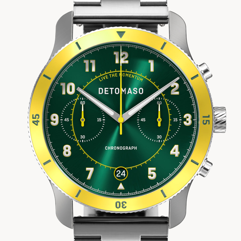 VENTURE CHRONOGRAPH LIMITED EDITION GREEN YELLOW - Stainless Steel Silver Brushed - Detomaso Watches