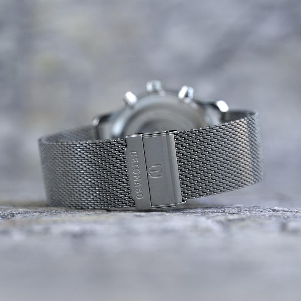 VENTURE CHRONOGRAPH LIMITED EDITION YELLOW BLUE - Mesh Silver Brushed - Detomaso Watches