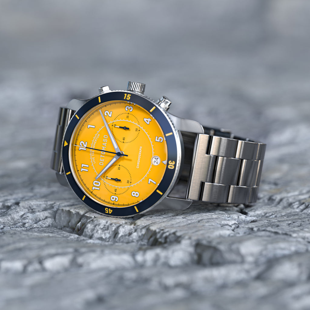 VENTURE CHRONOGRAPH LIMITED EDITION YELLOW BLUE - Stainless steel Silver Brushed - Detomaso Watches