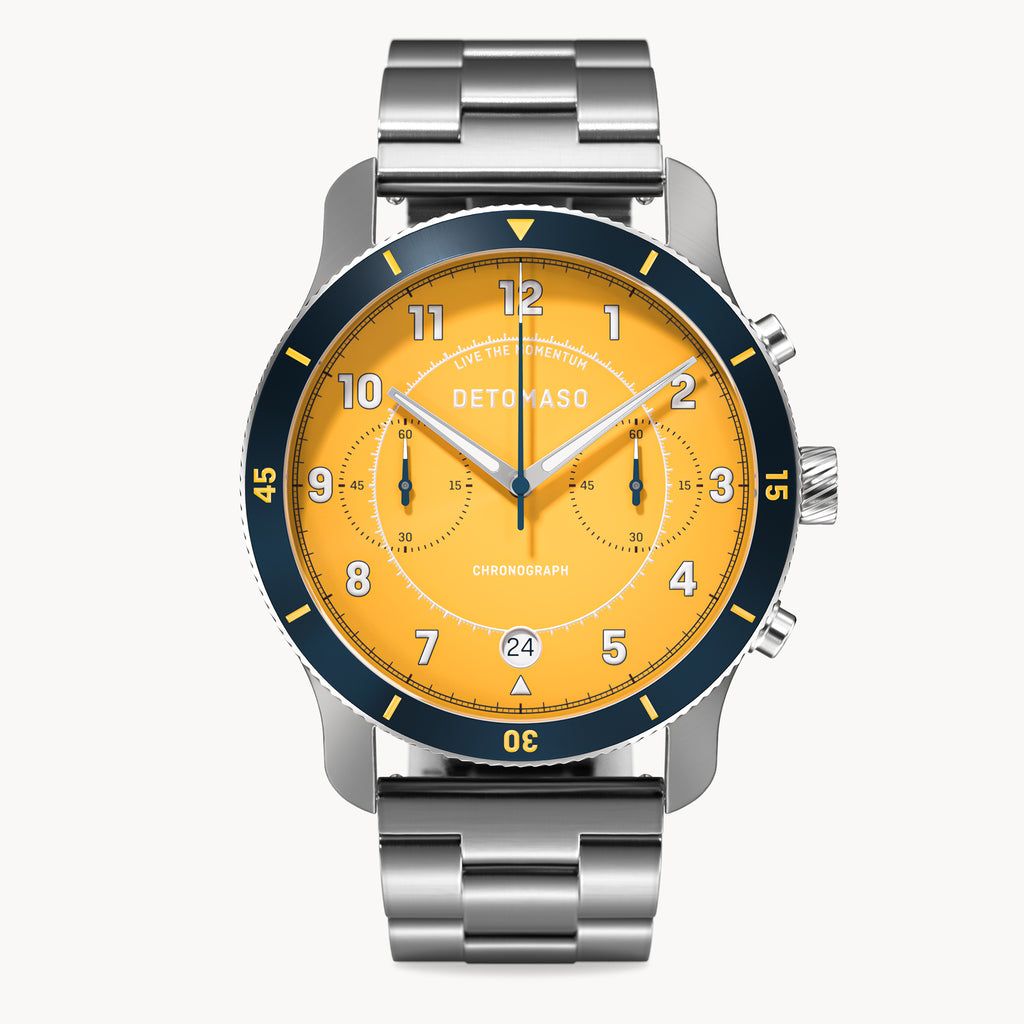 VENTURE CHRONOGRAPH LIMITED EDITION YELLOW BLUE - Stainless steel Silver Brushed - Detomaso Watches