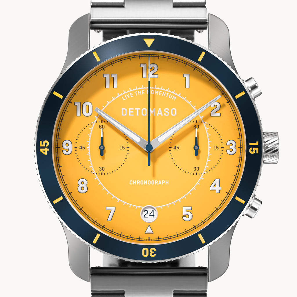 VENTURE CHRONOGRAPH LIMITED EDITION YELLOW BLUE - Stainless steel Silver Brushed - Detomaso Watches