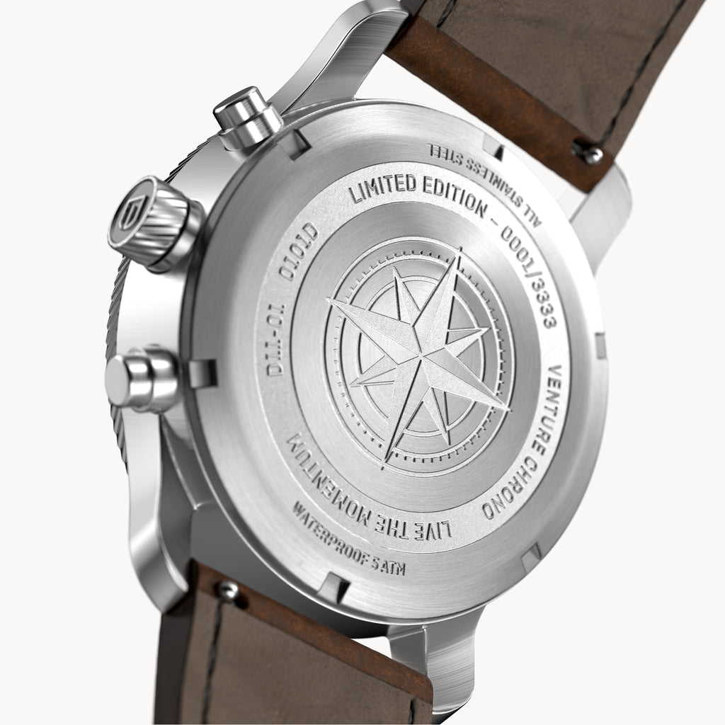 VENTURE CHRONOGRAPH LIMITED EDITION YELLOW BLUE - Leather Dark brown Venere - Detomaso Watches