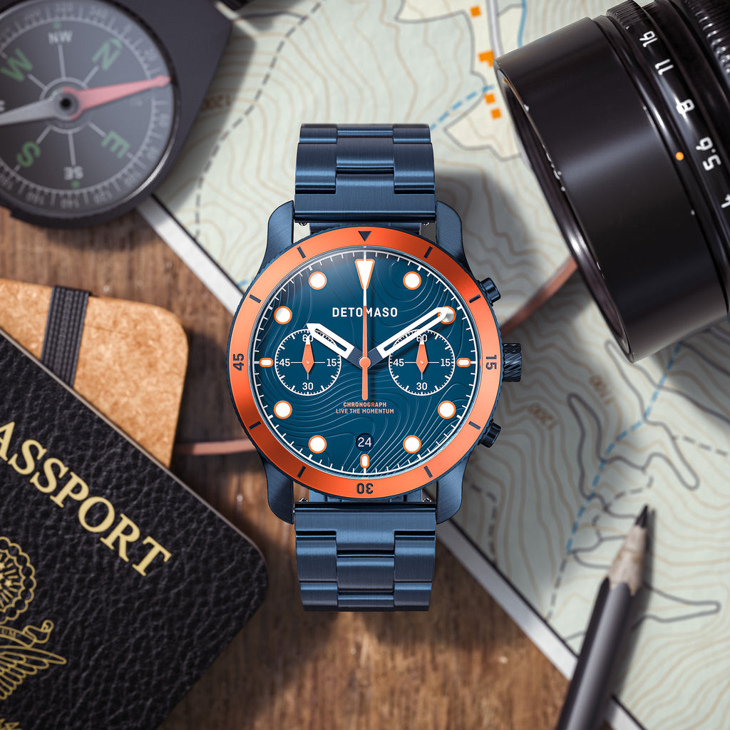 VENTURE CHRONOGRAPH 
TOPO BLUE - Stainless steel Dark blue Brushed - Detomaso Watches