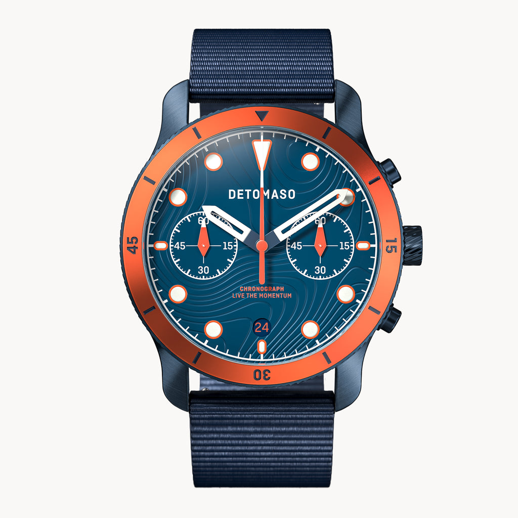 VENTURE CHRONOGRAPH 
TOPO BLUE - Ocean Plastic Dark blue Woven - Detomaso Watches