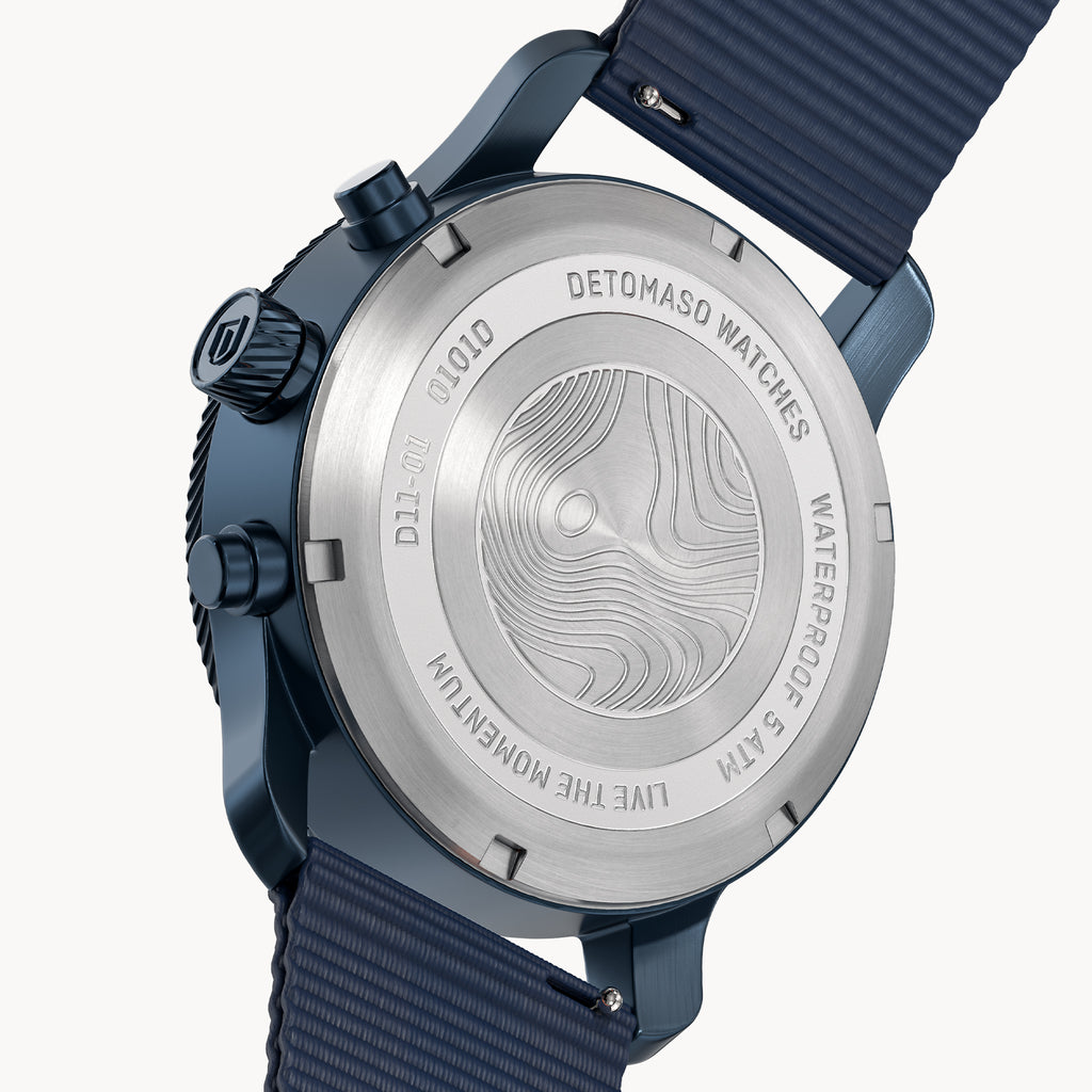 VENTURE CHRONOGRAPH 
TOPO BLUE - Ocean Plastic Dark blue Woven - Detomaso Watches