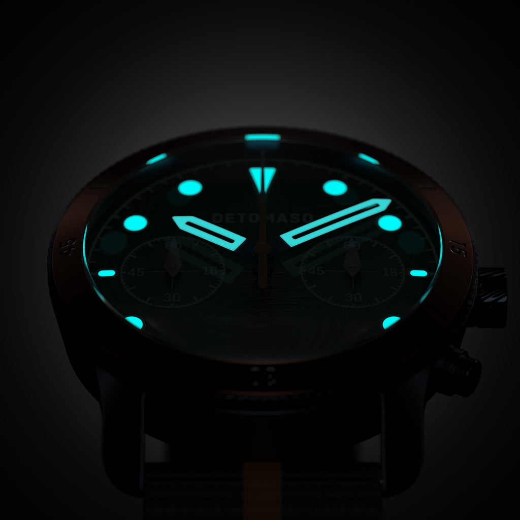 VENTURE CHRONOGRAPH 
TOPO BLUE - Ocean Plastic Orange Woven - Detomaso Watches