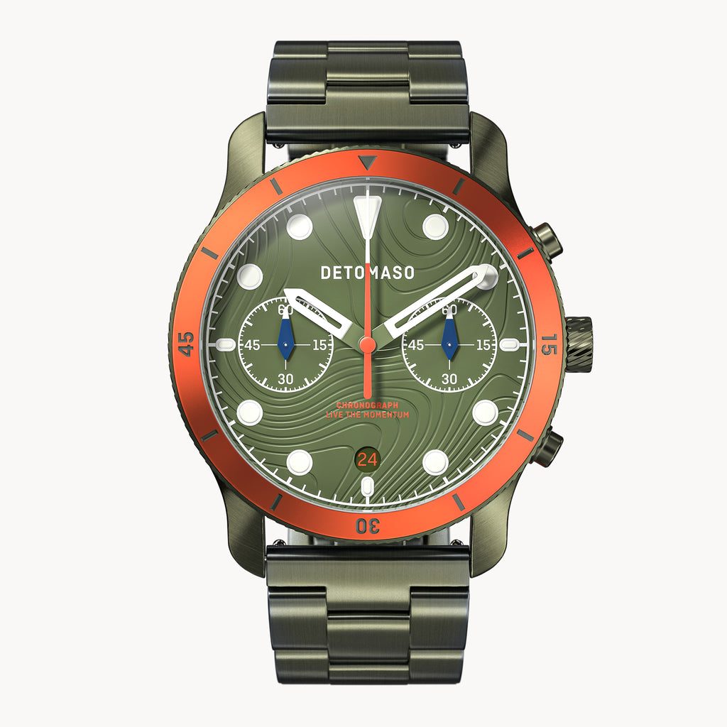 VENTURE CHRONOGRAPH TOPO OLIVE - Stainless steel Olive Brushed - Detomaso Watches