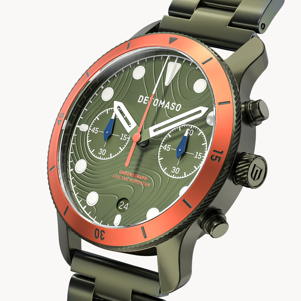 VENTURE CHRONOGRAPH TOPO OLIVE - Stainless steel Olive Brushed - Detomaso Watches