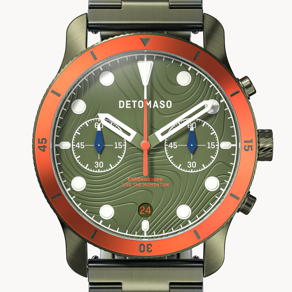 VENTURE CHRONOGRAPH TOPO OLIVE - Stainless steel Olive Brushed - Detomaso Watches