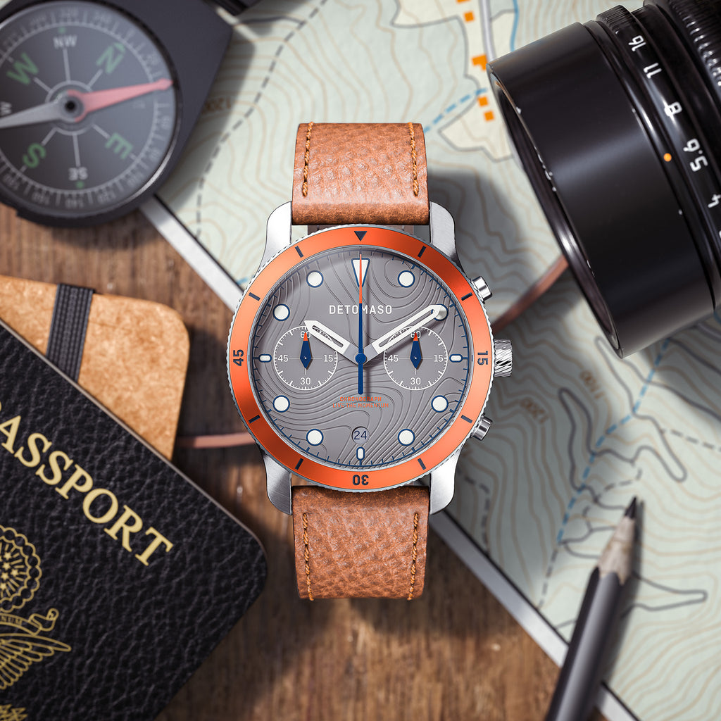 VENTURE CHRONOGRAPH TOPO GRAY - Leather Brown Classic - Detomaso Watches