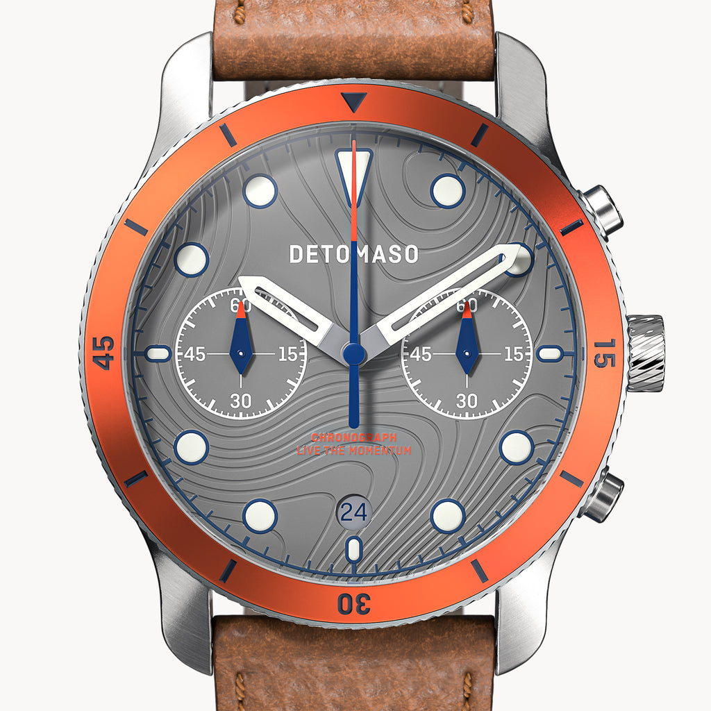 VENTURE CHRONOGRAPH TOPO GRAY - Leather Brown Classic - Detomaso Watches