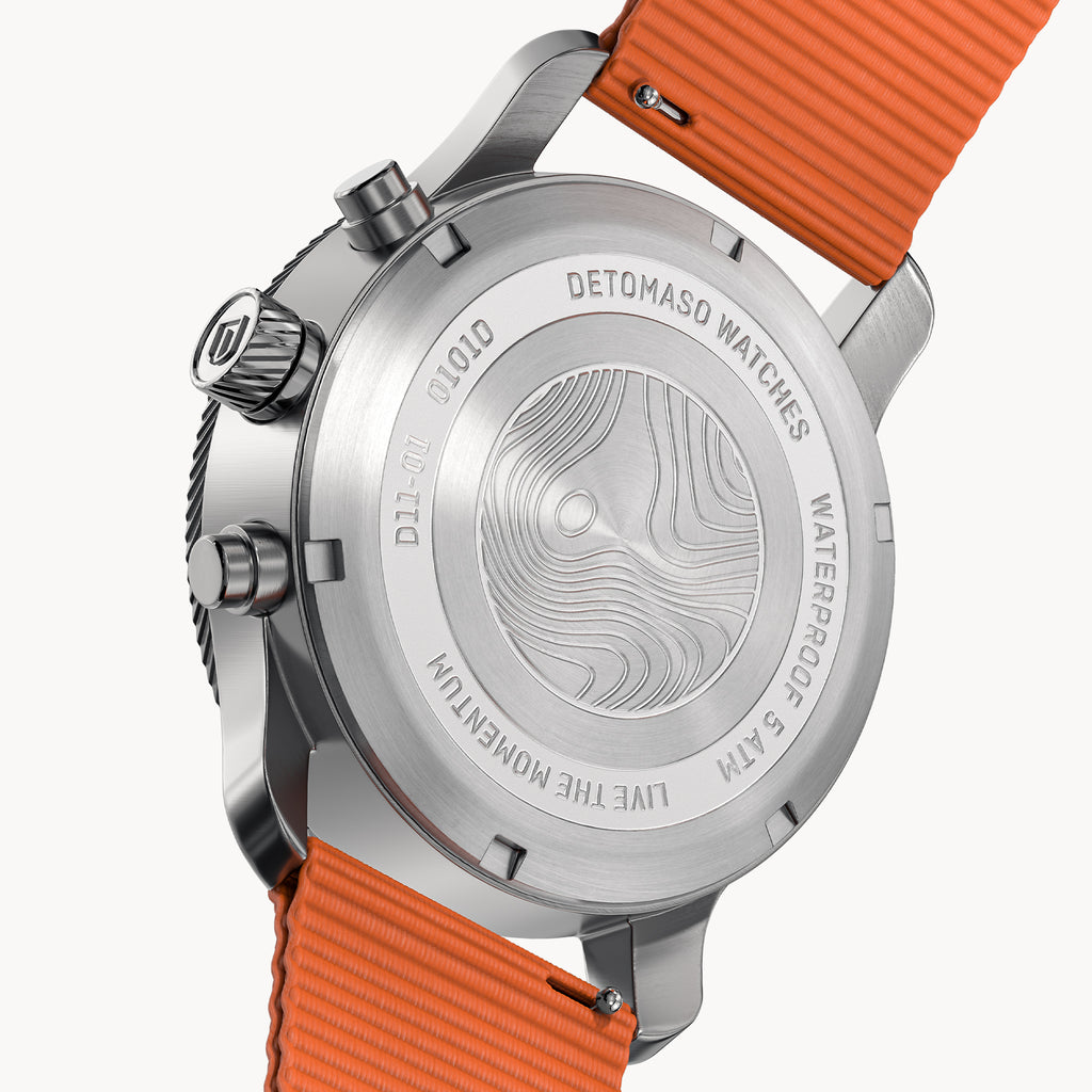 VENTURE CHRONOGRAPH TOPO GRAY - Ocean Plastic Orange Woven - Detomaso Watches