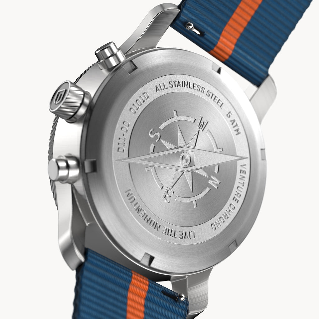 VENTURE CHRONOGRAPH BLUE ORANGE - Ocean Plastic Blue Orange Woven - Detomaso Watches