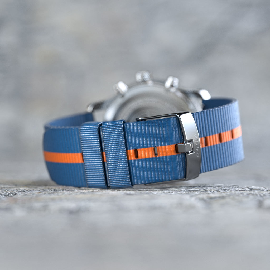 VENTURE CHRONOGRAPH BLUE ORANGE - Ocean Plastic Blue Orange Woven - Detomaso Watches