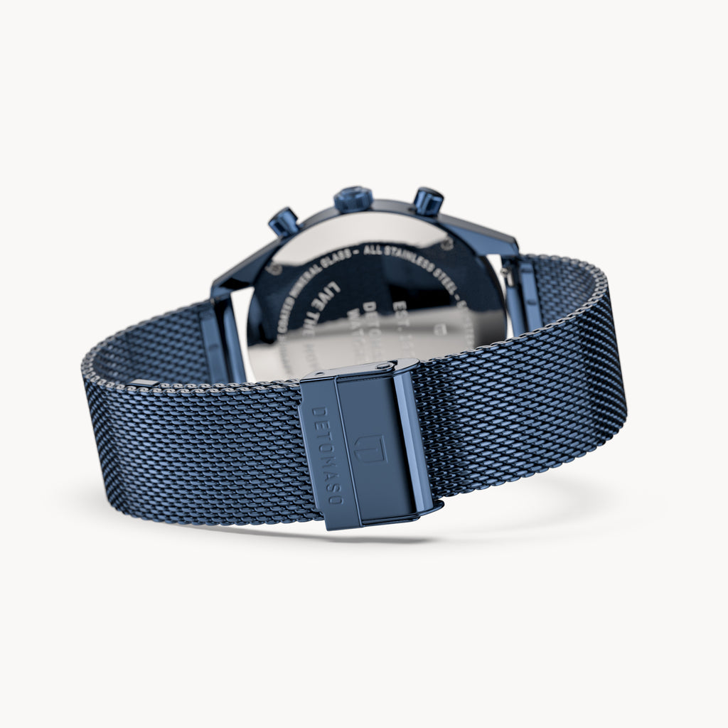 HERITAGE CHRONOGRAPH BLUE - Mesh Blue Glossy - Detomaso Watches