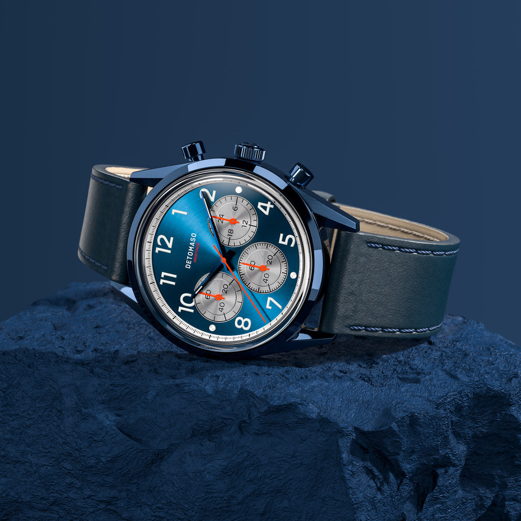 HERITAGE CHRONOGRAPH BLUE - Leather Blue Toscano - Detomaso Watches