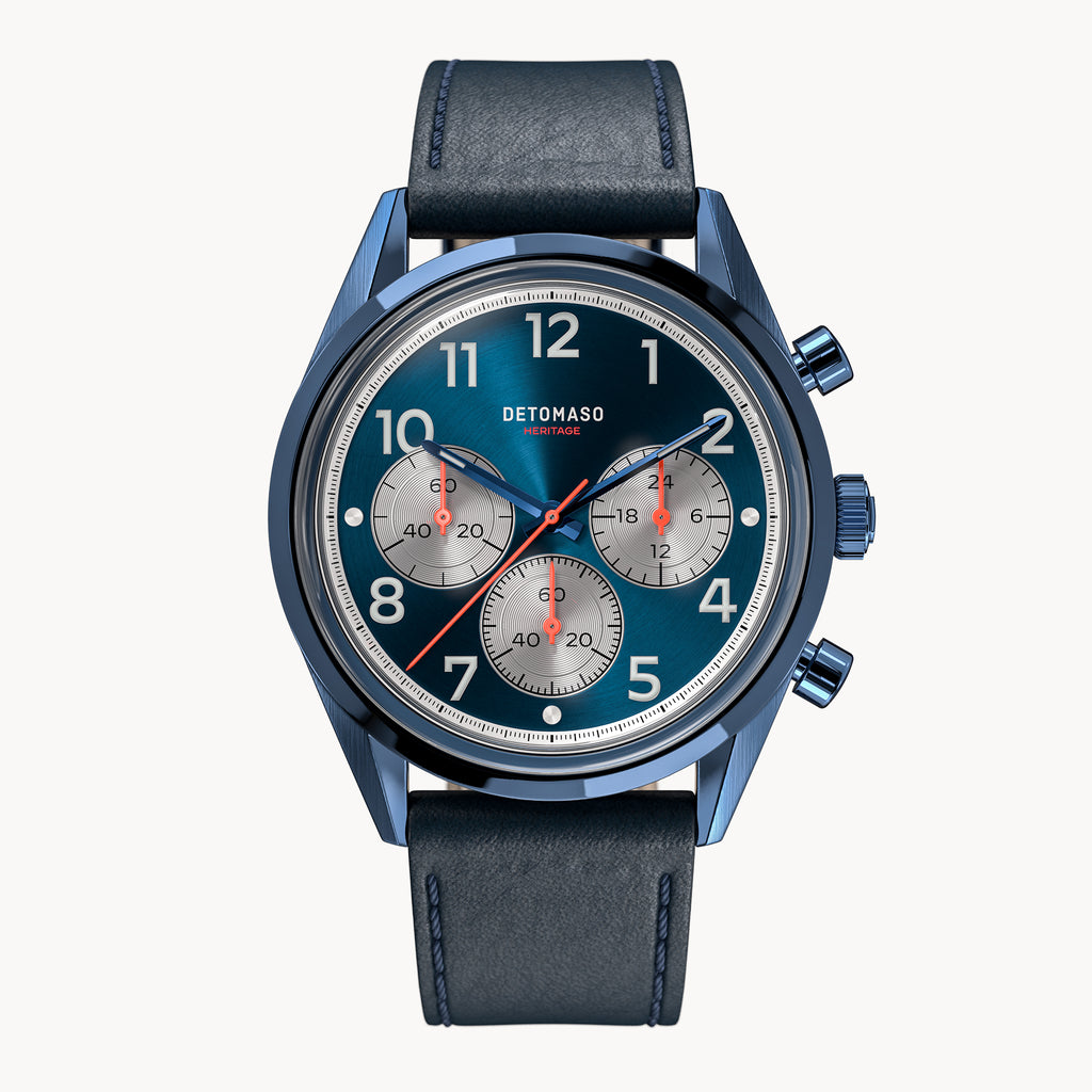HERITAGE CHRONOGRAPH BLUE - Leather Blue Toscano - Detomaso Watches